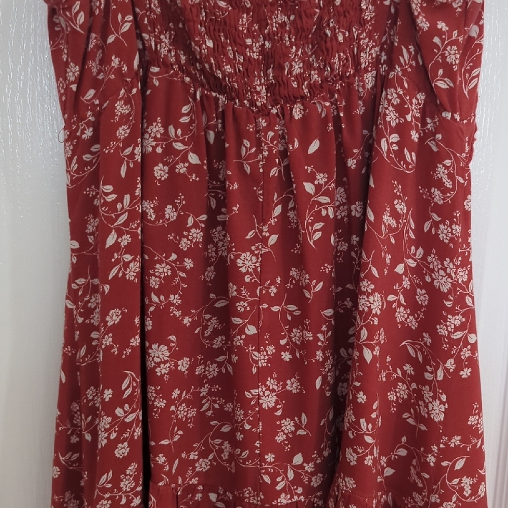 Rust Floral Ruffled Cami Dress - Picture 6 of 11
